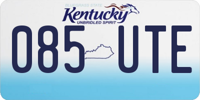 KY license plate 085UTE