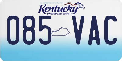 KY license plate 085VAC