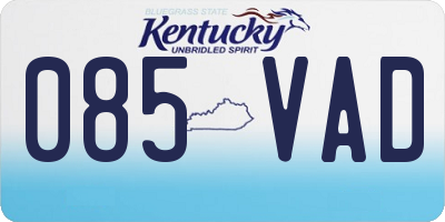 KY license plate 085VAD