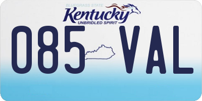 KY license plate 085VAL