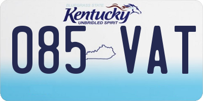 KY license plate 085VAT
