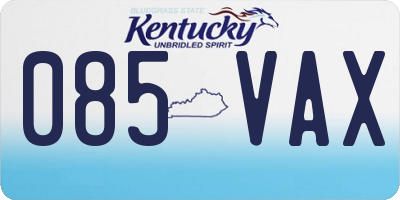 KY license plate 085VAX