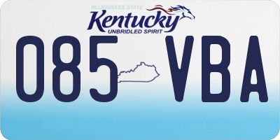 KY license plate 085VBA