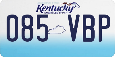 KY license plate 085VBP
