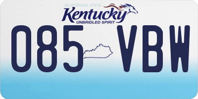 KY license plate 085VBW