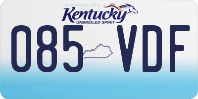 KY license plate 085VDF