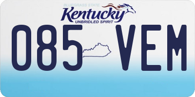 KY license plate 085VEM