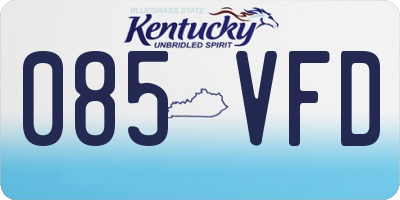 KY license plate 085VFD