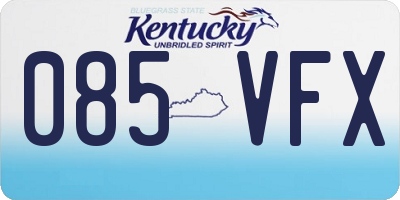 KY license plate 085VFX