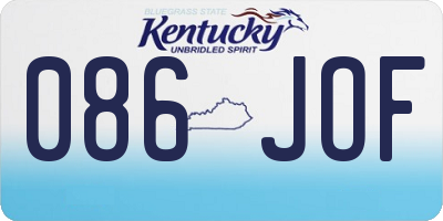 KY license plate 086JOF