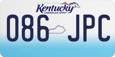 KY license plate 086JPC