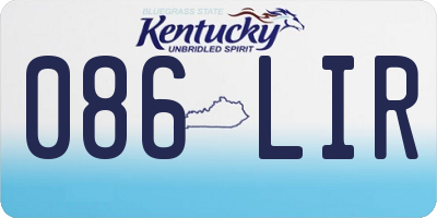 KY license plate 086LIR