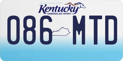 KY license plate 086MTD