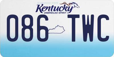 KY license plate 086TWC