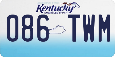 KY license plate 086TWM