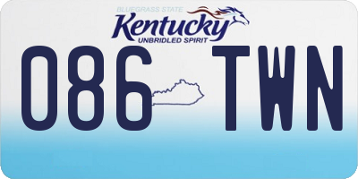 KY license plate 086TWN
