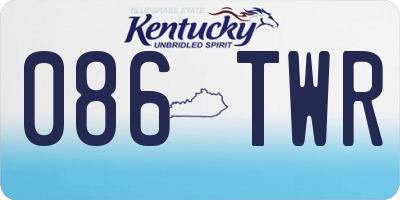 KY license plate 086TWR