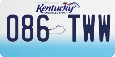 KY license plate 086TWW
