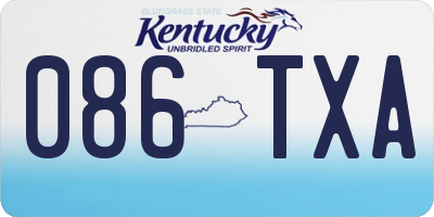 KY license plate 086TXA