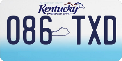 KY license plate 086TXD