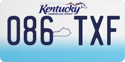 KY license plate 086TXF