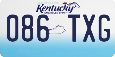 KY license plate 086TXG