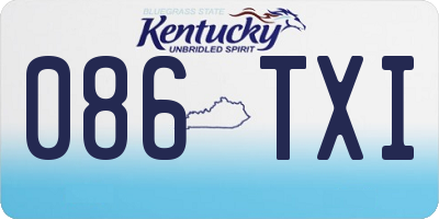 KY license plate 086TXI
