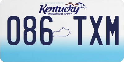 KY license plate 086TXM