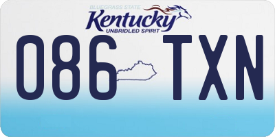 KY license plate 086TXN