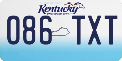 KY license plate 086TXT