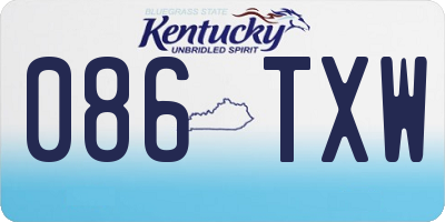 KY license plate 086TXW