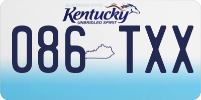 KY license plate 086TXX