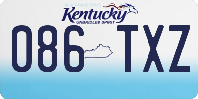 KY license plate 086TXZ