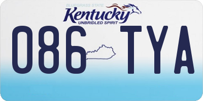 KY license plate 086TYA