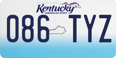 KY license plate 086TYZ