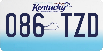 KY license plate 086TZD