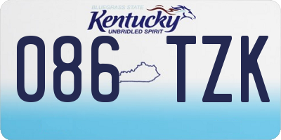 KY license plate 086TZK