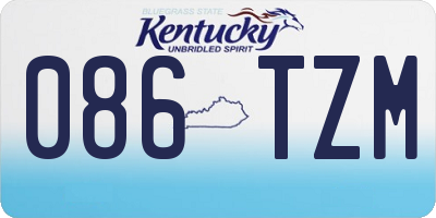 KY license plate 086TZM