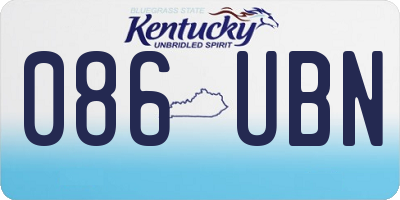 KY license plate 086UBN