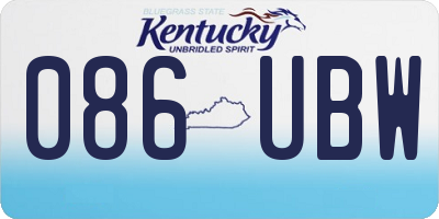 KY license plate 086UBW