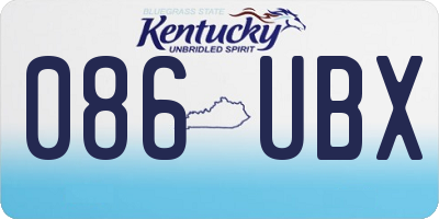 KY license plate 086UBX