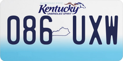 KY license plate 086UXW