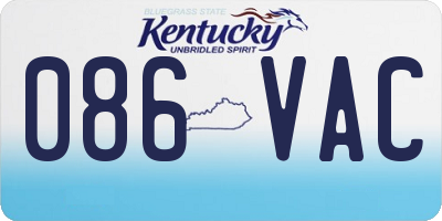 KY license plate 086VAC