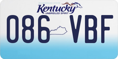 KY license plate 086VBF