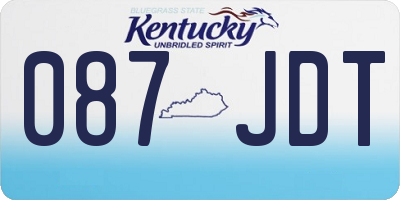 KY license plate 087JDT