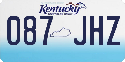 KY license plate 087JHZ