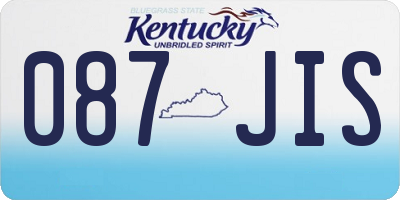 KY license plate 087JIS