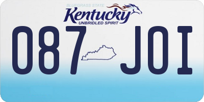 KY license plate 087JOI