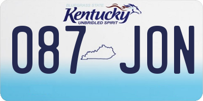 KY license plate 087JON