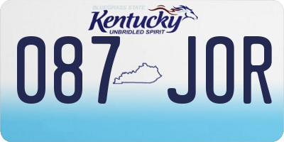KY license plate 087JOR